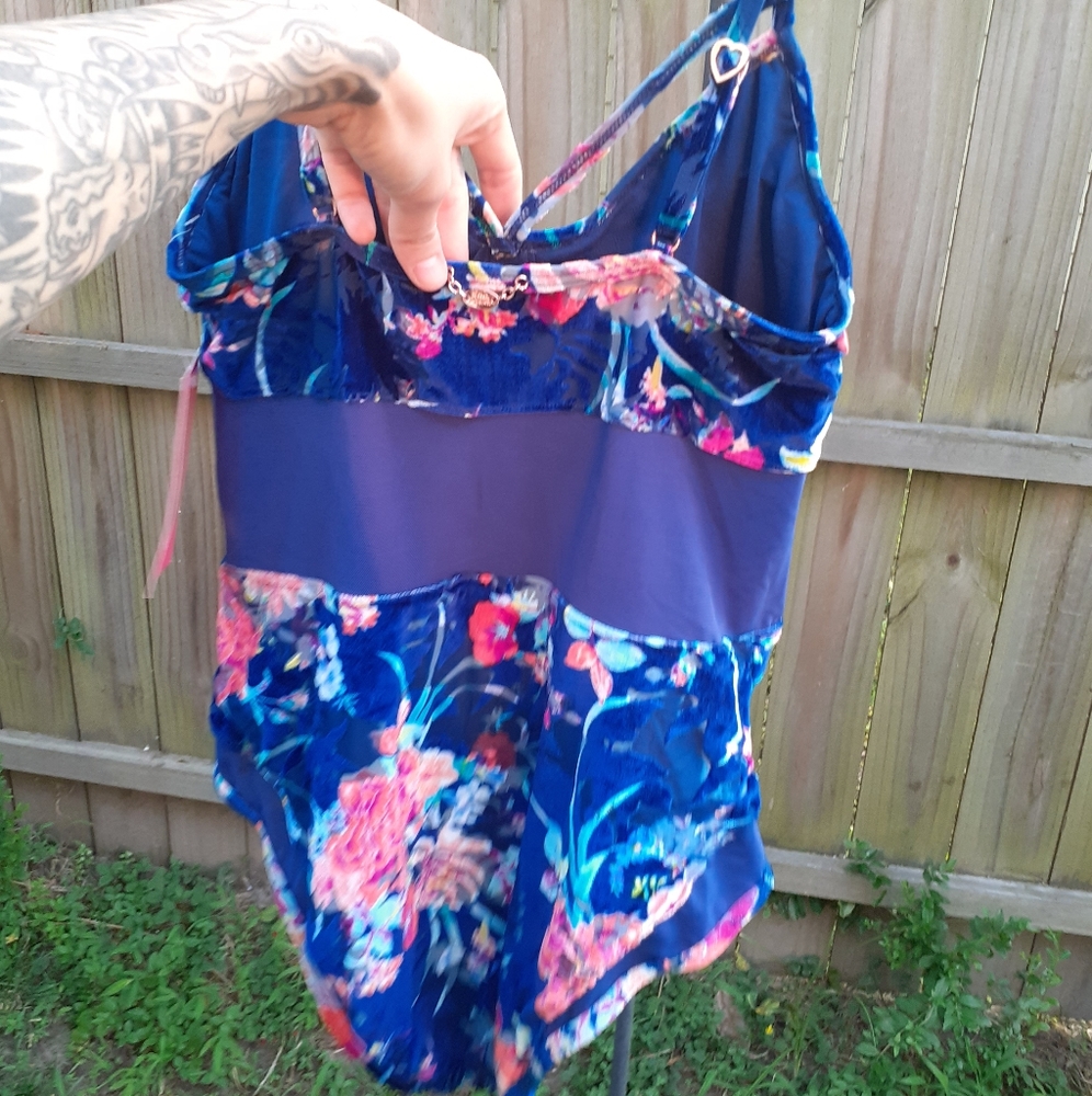 Betsey johnson small one piece bathing suit floral - Picture 2 of 6